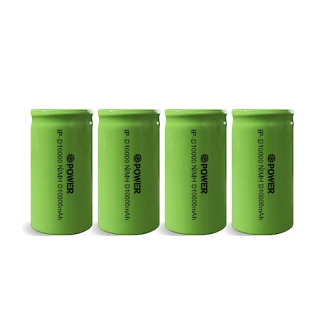 Ip Power D Rechargeable Ni-Mh 10000mAh 1.2V Battery - 4PK IP-NH-D-10000-FT-4